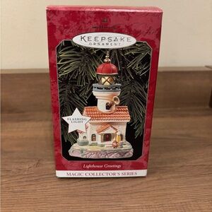 Vintage 1998 Hallmark Keepsake Ornament Lighthouse Greetings *New In Box*